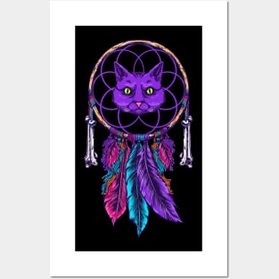 Cat Dreamcatcher Illustration Posters and Art